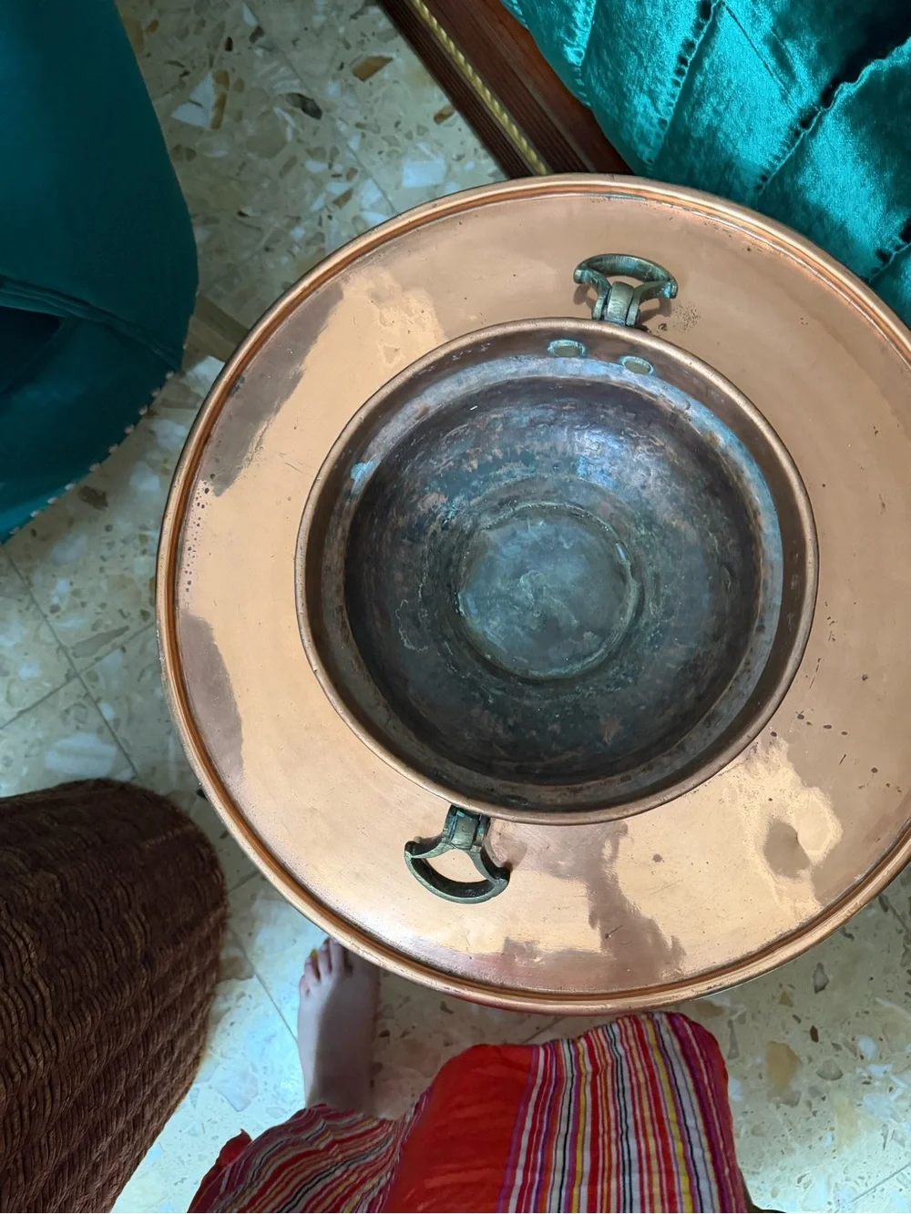 Vintage Ottoman Turkish Copper & Brass Brazier Mangal Fire Pit Floor Decor